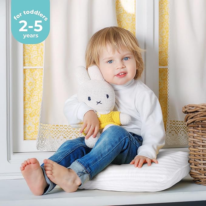 Utopia Bedding Toddler Pillow (White, 2 Pack), 13x18 Pillows for Sleeping, Soft and Breathable Cotton Blend Shell, Small Kids Pillow Perfect for Toddler Bed and Travel (Intended for Age 2 and up)