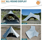 Large Blackout Camping Tarp with Poles Waterproof Shade Canopy Tent Tarp Butterfly-Designed Shelter for Outdoor Camping Backyard - Included Guy Lines & Luminous Tent Stakes (Gray)