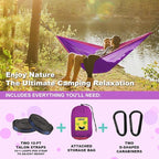 SZHLUX Camping Hammock Double & Single Portable Hammocks with 2 Tree Straps and Attached Carry Bag,Great for Outdoor,Indoor,Beach,Camping,Purple & Pink, Medium