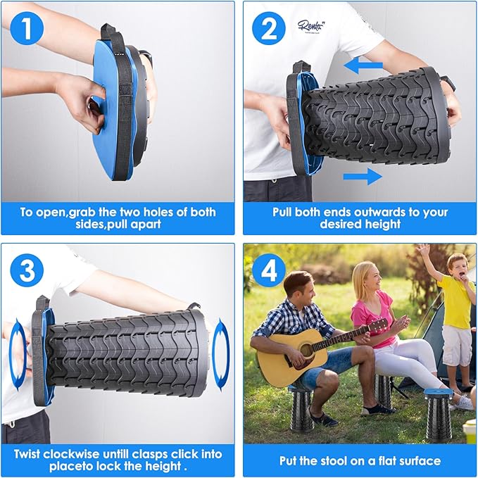 Collapsible Stool with Soft Removable Cushion & Waterproof Carry Bag - Lightweight Folding Stool, 485lbs Capacity, Portable for Adults, Camping, Fishing, Hiking, Outdoor, Travel