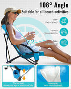 KingCamp Low Beach Chairs, Portable Folding Chair for Adults Extra Wide Ergonomic High Back Seat 300lbs Heavy Duty Lightweight Oversized Gear with Carry Bag for Outdoor Lawn Camping Picnic