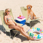 Oversized Backpack Beach Chairs 2 Pack with 4 Position Lay Flat Portable Low Camping Chairs with Headrest&Side Pocket Folding Reclining Chairs for Beach Lawn Outdoor