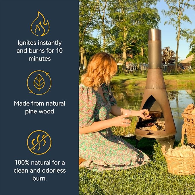 70 pcs Fire Starter - Natural Fire Starters for Fireplace, Pellet Stove & Wood, Campfires, BBQ, Pizza Oven, Fire Pit, Smoker - Fire Starters for Grill, Charcoal Fire Starter for Grill