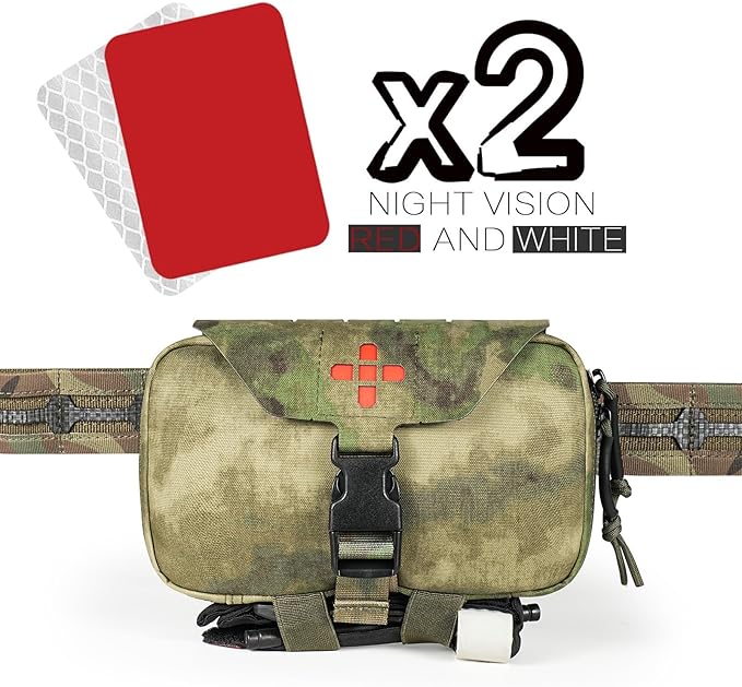 Ifak Pouch-Rapid Deployment Tactical MOLLE Trauma Kit Pouches, Quick Release Tear-Off Medical First Aid Kit Organiser with Red Immediate Identify for Emergency Surviva Activities.
