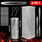 BBQ Net Tube - 2 Pack Rolling BBQ Basket, Quadratisches Verdicktes Design, Rolling BBQ Basket für Outdoor BBQ, rundes Edelstahl BBQ Netz, Camping Grill für Gemüse, Chips und Fisch