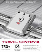 Checked Luggage with Spinner Wheels, 8010S Aluminum Frame Zipperless Polycarbonate Hard Shell Suitcase (ZX-Core, Silver, 24 Inch)
