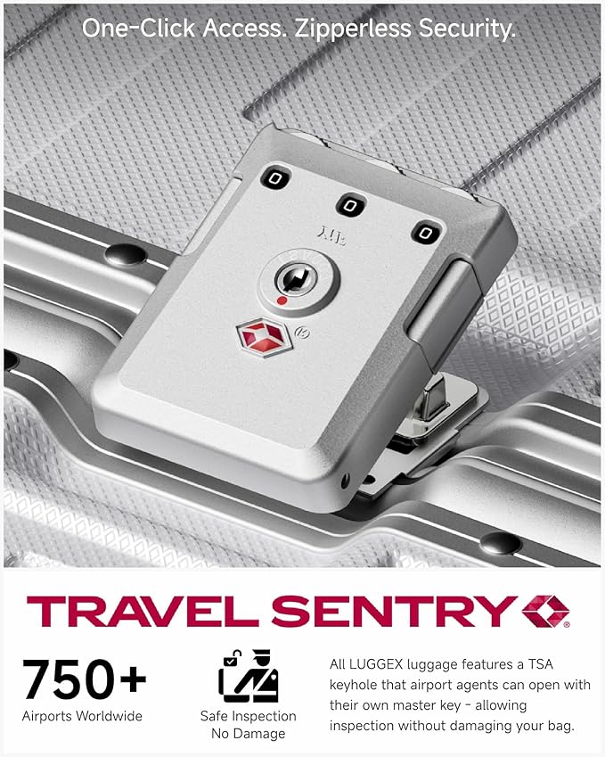 Luggage Sets with Spinner Wheels, 8010S Aluminum Frame Zipperless Polycarbonate Hard Shell Suitcase Sets (ZX-Core, Silver, 2 Piece (20/28))
