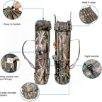 Allnice Durable Canvas Fishing Rod & Reel Organizer Bag Travel Carry Case Bag- Holds 5 Poles & Tackle
