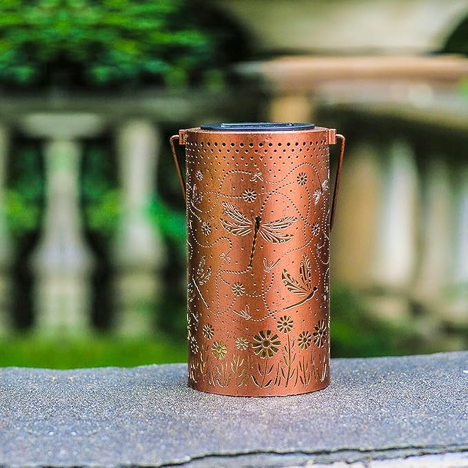 Dragonfly Solar Lanterns Outdoor Waterproof Hanging Solar Lights Dragonfly Gifts for Women Men Metal Decorative LED Lanterns for Yard, Patio, Lawn, Tabletop, Pathway, Landscape, Garden Decor