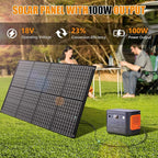 100 Watt Portable Solar Panels,100w Foldable Solar Panel for Power Station Camping Hiking Off-Grid Living, Monocrystalline Folding Panels Solar with 5V USB 18V DC Output