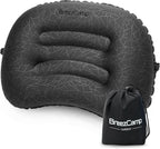 Inflatable Camping Pillow, Travel Blow Up Air Pillow, Neck Lumbar Support Ultralight Compact Pillow for Outdoor Hiking Backpacking Car Beach Airplane Sleeping Essentials, Black