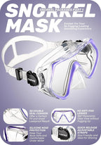 CAPAS Snorkel Mask Fins Set, Travel Size Snorkeling Gear for Adults with Adjustable Fins, Diving Mask and Dry Top Snorkel, Come with a Carrying Bag