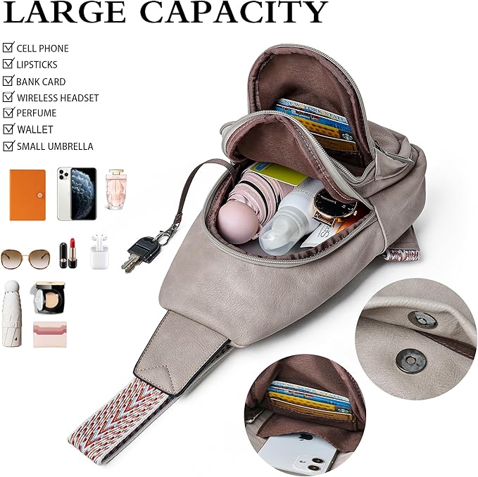Sling Bag Crossbody Bags for Women Small Cross Body Bag Fanny Packs Chest Sling Purse for Daily Travel Leisure Sport