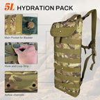 5L Hydration Pack, Water Backpack with 3L Water Bladder, MOLLE System for Outdoor Hiking, Biking, Running