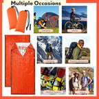 Qunclay 12 Set Emergency Sleeping Bag Survival Bivvy Sack Blanket with Whistles Lightweight Portable Thermal Survival Bag Thick Tent with Hood Extension Nylon Stuff Sack