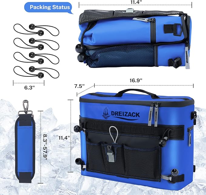 Dreizack Kayak Cooler Behind Seat, Waterproof Cooler for Kayaking,Paddle Board Cooler Compatible with Lawn-Chair Seat Kayak Accessories Cooler Bag Kayak Cooler Tow Behind for Camping Fishing