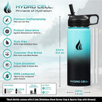 HYDRO CELL Stainless Steel Insulated Water Bottle with Straw - For Cold & Hot Drinks - Metal Vacuum Flask with Screw Cap and Modern Leakproof Sport Thermos for Adults (Teal/Black 18oz)
