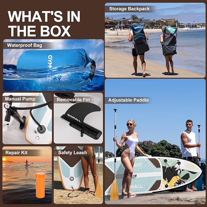 Paddle Board, Inflatable Stand Up SUP Paddle Boards for Adults & Youths of All Skill Levels, Wide & Non-Slip Deck Design Blow Up Paddleboards with Premium Accessories & Storage Bag