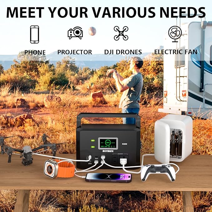 Portable Power Station 200W (400W Peak),118Wh solar power station with 110V/200W AC Outlet,32000mAh Backup Lithium Battery Generator for Home Backup Outdoor Emergency RV