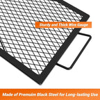 Onlyfire Rectangle X-Marks Fire Pit Cooking Grate, Campfire Grill Grate with Handles, Heavy Duty Steel BBQ Grill Grate for Outdoor, 40-Inch