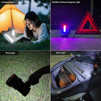 Rechargeable Spotlight Flashlight Water Resistant 8 Hour Runtime LED Super Bright Handheld Searchlight with Shoulder Strap,for During Hurricane Emergency Walking Outages Boating Camping Lantern