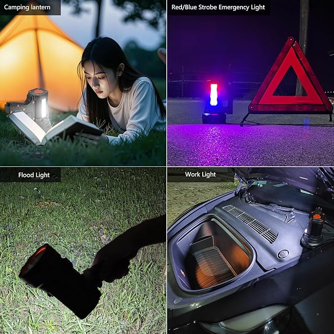 Rechargeable Spotlight Flashlight Water Resistant 8 Hour Runtime LED Super Bright Handheld Searchlight with Shoulder Strap,for During Hurricane Emergency Walking Outages Boating Camping Lantern