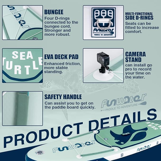 FunWater Inflatable Stand Up Paddle Board with Premium SUP Paddleboard Accessories, Anti-Slip EVA Deck, 11'/10'6'' Paddle Boards for Adults & Youth of All Skill Levels