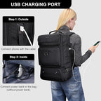 PIJUSHI Carry on Travel Backpack for Women Men Convertible Duffel Bag Backpack Large Luggage Rucksack Fit 16 Inch Laptop(PE039 Black)
