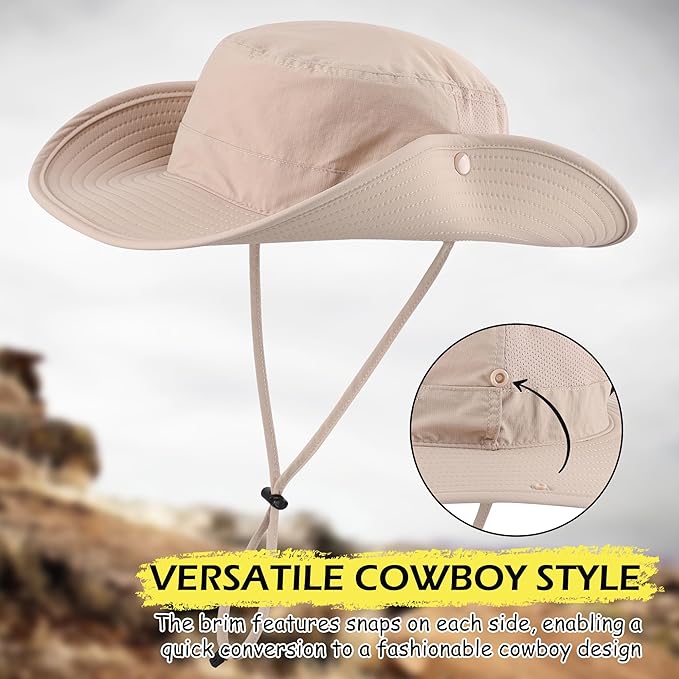 Connectyle Men's Sun Hat UPF 50+ Wide Brim Bucket Hats for Fishing Hiking Gardening Adjustable Boonie Hat Outdoor Safari Hats