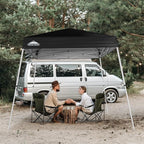 EAGLE PEAK 8x8 Slant Leg Pop-up Canopy Tent Easy One Person Setup Instant Outdoor Beach Canopy Folding Portable Sports Shelter 8x8 Base 6x6 Top (Black)