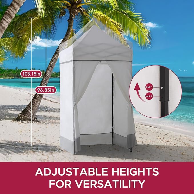 Sunjoy 4 x 4 Pop-Up Canopy Tent, Portable Instant Privacy Changing Tent, Toilet Stall with Sidewalls, Light Weight Sun Shelter with Carry Bag, for Camping and Beach, Gray