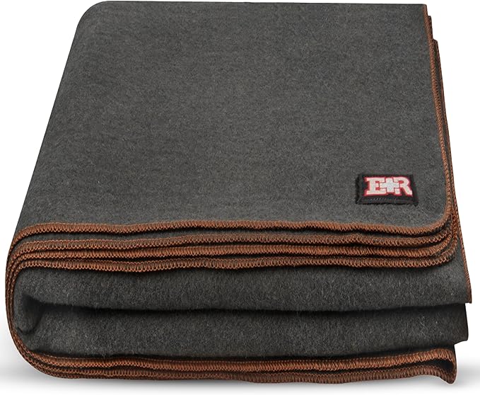 Military Wool Blanket 80% Wool - Warm, Washable, Perfect for Outdoors, Camping, Picnics, Travel, Car & Bushcraft Emergency Blanket, 96" x 66", 5 lbs. - Grey – Twin Size