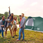 CAMPROS CP Camping Tent 10 Person Family Cabin Tent, 2 Room Water Resistant Waterproof Tent with Top Rainfly, 4 Large Mesh Windows, Double Layer, Easy Set Up, Portable with Carry Bag, 16ft x 9ft x72in