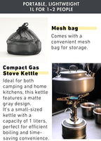 CAMPINGMOON 0.8L Camping Kettle Coffee Tea Pot Portable Ultra-Light S800