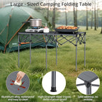 Heavy-Duty Camping Table Support 264lbs, 48” x 23.6” Large Roll Up Camping Table for 6-8 People with Carry Bag, Waterproof, Portable, for Backyard BBQ Tailgating Picnic Party, Black