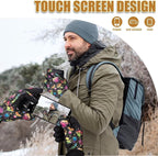 Pixel Panda Running Gloves for Men, Winter Warm Bike Glove for Smart Phone Texting with Non-Slip Silicone Gel - Thermal Windproof and Waterproof for Running, Cycling, Driving