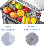 iknoe Large Cooler Bag Collapsible, 24L Insulated Bags, Leakproof Lunch Cooler Tote with Multi-Pockets for Adult Insulated Thermal Bag for Beach, Picnic, Office Work, Grey 36-Can