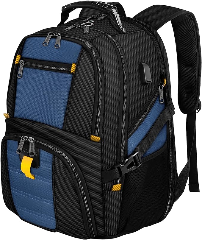 YOREPEK Travel Backpack, Extra Large 50L Laptop Backpacks for Men Women, Water Resistant College Backpack Airline Approved Business Bag with USB Charging Port Fits 17 Inch Computer, Roy Blue