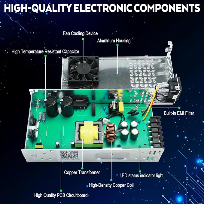 VAYALT DC 12V 41.6A 500W Switching Power Supply, 110V/220 V Power Supply AC to DC Converter, Universal Regulated Switching,12V Power Supply for CCTV Camera System,3D Printer,Led Strip,Computer Project
