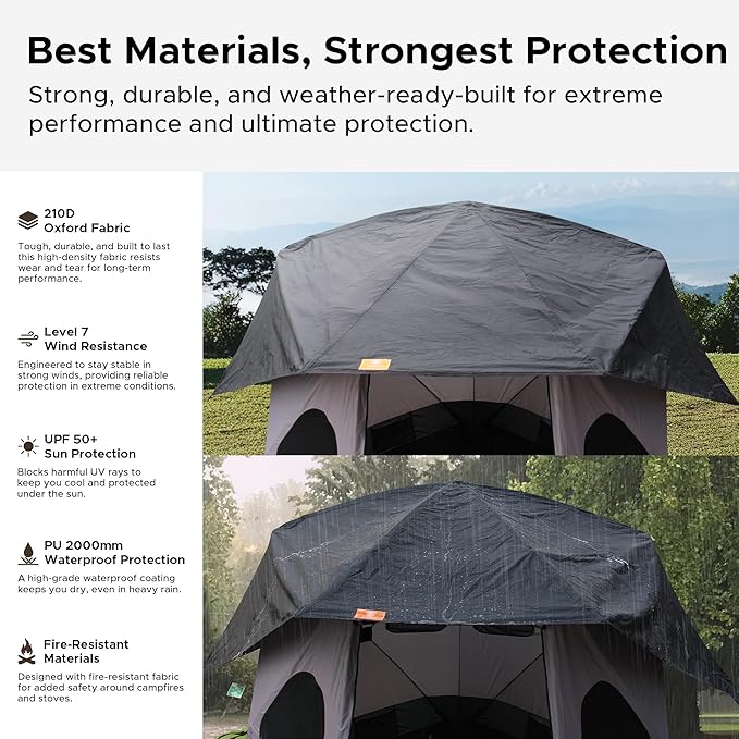 Space Acacia Lite Camping Tent | 2/3/4/8 Person Pop Up Tents for Camping | Lightweight & Durable Beach Tent | Level 7 Wind Resistance, UPF 50+ | Quick Setup for Camping & Backyard