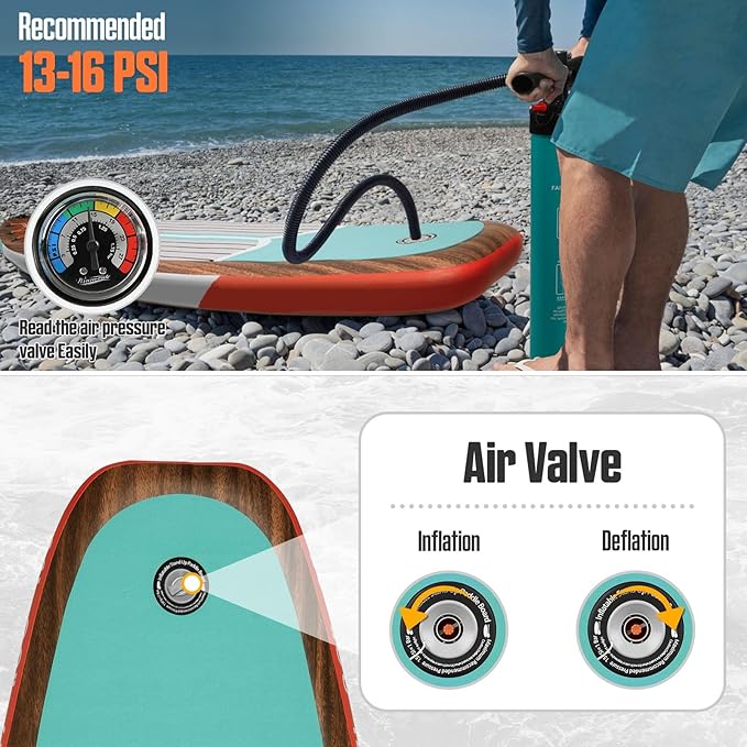 Inflatable Paddle Boards for Adults and Youth, 11'x33 Wood Grain Stand Up Paddle Board with SUP Accessories, Portable Inflatable Paddleboard for All Skill Levels,Blow Up Paddle Board as Present