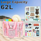 Fammart Mesh Beach Bag with Zipper, Large Beach Tote for Women, Toys Pool Swim Bag Travel Vacation Cruise Essentials