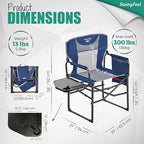 SUNNYFEEL Camping Directors Chair, Heavy Duty,Oversized Portable Folding Chair with Side Table, Pocket for Beach, Fishing,Trip,Picnic,Lawn,Concert Outdoor Foldable Camp Chairs