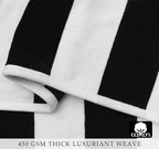 COTTON CRAFT Hooded Beach Towel – Oversized 35 x 70 Towel with Hood for Adults - 100% Cotton Velour Dobby Terry Towel - 450 GSM Pool Bath Wrap - Soft Absorbent Quick Dry – Cabana Stripe Black