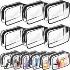 AURUZA Clear Makeup Bag,Portable Travel Toiletry Bags with Zipper, TSA Approved Clear Organizer Bags, PVC Cosmetic Pouch for Airport Airline Compliant