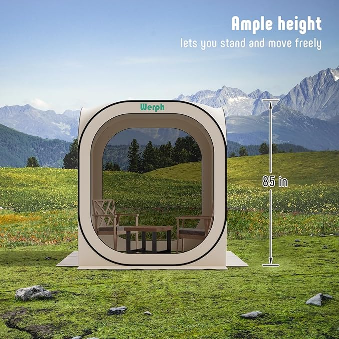 Pop Up Tent，Portable Canopy Tent with Mesh Mosquito Net, Screen House Room Canopy Shade Screen 6 x 6 FT with Carry Bag for Patio, Backyard, Sports & Outdoors Activities, Beige