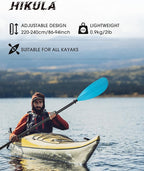 Kayak Paddle Aluminum Shaft Paddle with Nylon Blades, Floating Adjustable Kayaking Oars, 3 Piece, 220-240cm/86-94 Inches,Black/Rose/Teal/Black/Orange/Grey