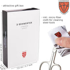 3 Swords Germany - Brand Quality 6 piece Manicure Pedicure Grooming kit Set - Scissors, Metal and Glass Nail File, Clipper, Tweezers with Synthetic Leather case - red/red Tools