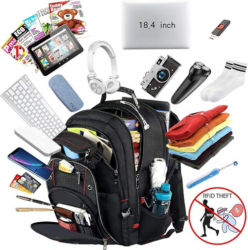 18.4 Laptop Backpack for Men, 55L Extra Large Gaming Laptops Backpack,TSA Friendly Flight Approved and RFID Anti-Theft Pocket, adult business xl backpack