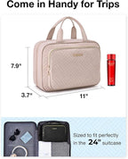 BAGSMART Travel Toiletry Bag Hanging Travel Makeup Organizer Cosmetic Bag Makeup Bag for Full Sized Toiletries, Basic-Pink